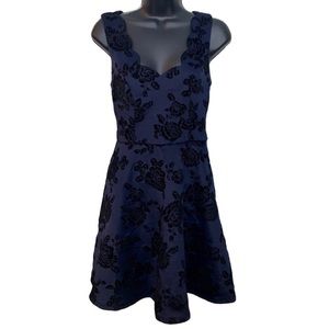 Blue scalloped neckline dress